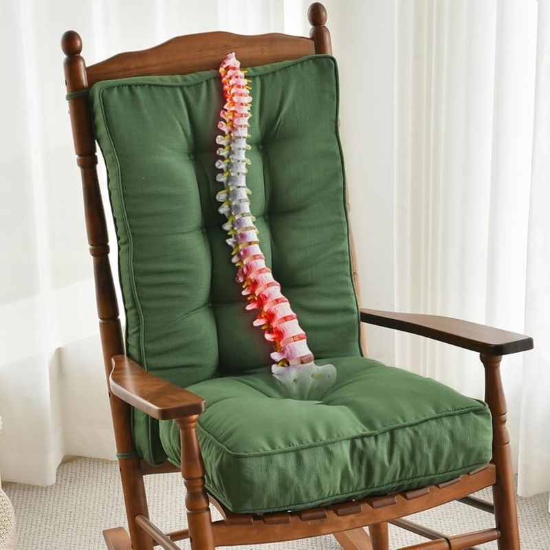 Rocking Chair Cushions Army Green Tufted Back Anatomical Spine Accent