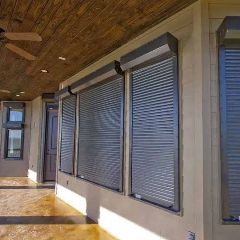 Rolling Shutters: Charcoal Grey Finish for Modern Porch Protection