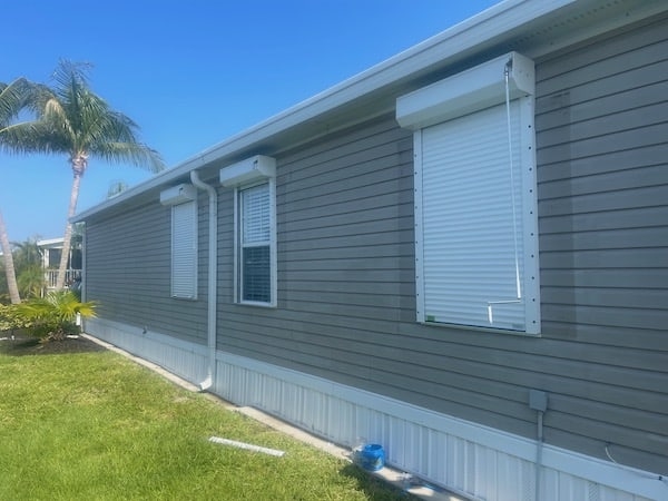 Rolling Shutters: White Manual Crank Mechanism for Window Security