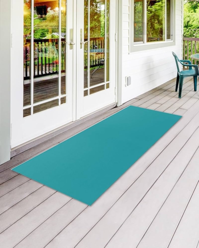 Runner Rug Vibrant Teal Low Profile Outdoor Entryway Mat For Deck