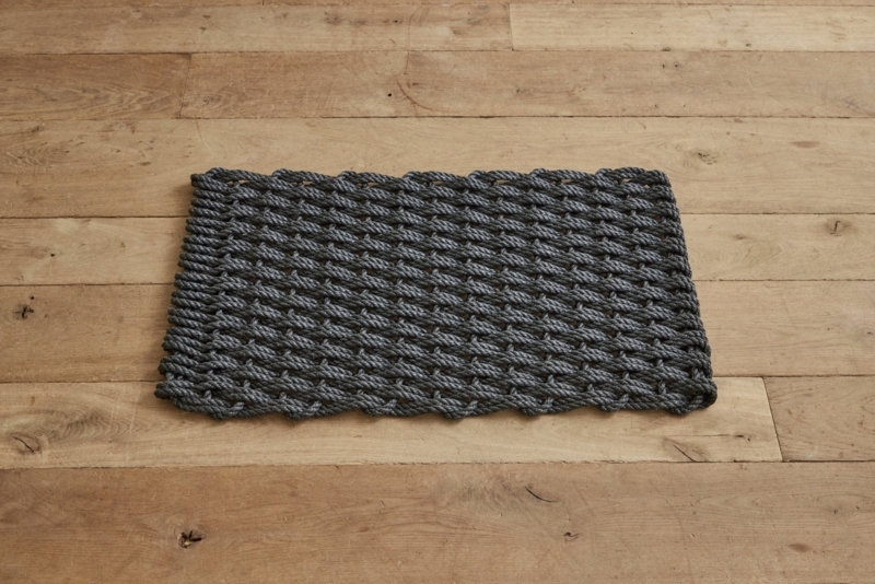 Rustic Charcoal Woven Doormat, Heavy Duty Rope Texture