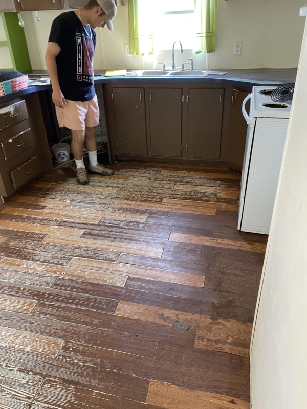 Rustic Kitchen Remodel Inspiration: Distressed Plank Flooring