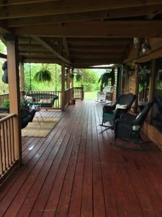 Rustic Log Cabin Porch Design with Reddish-Brown Stain