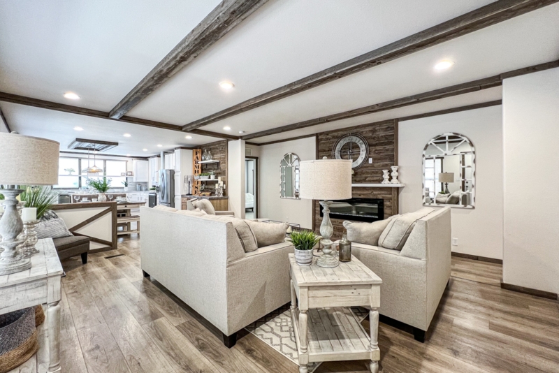 Rustic Modern Living Room: Wood Paneled Accent Wall and Fireplace