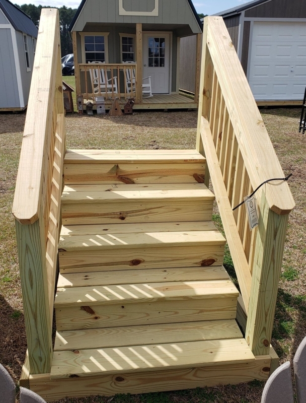 Rustic Outdoor Stairs with Integrated Handrails and Closed Risers