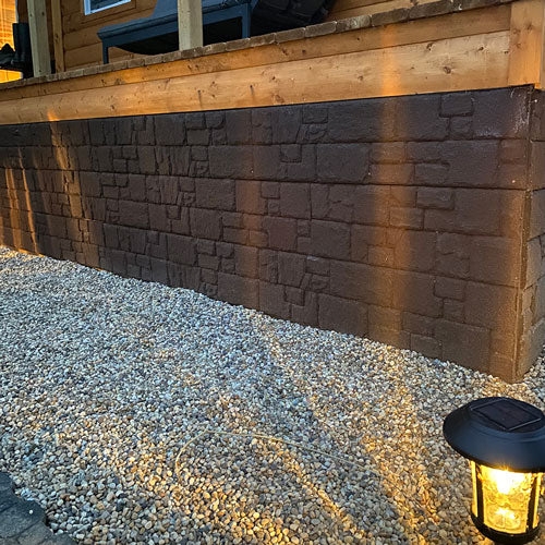 Rustic Rubber Siding Panels: Dark Brown Faux Stone Texture.