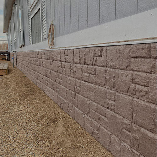 Rustic Stone Look Skirting Panels in Earthy Brown Interlocking Design