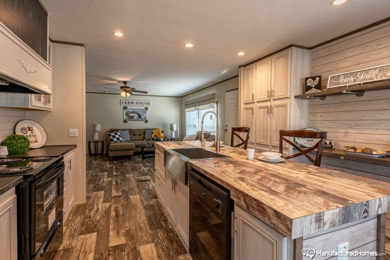 Rustic Wood Kitchen Island Ideas: Open Concept Farmhouse & Plank Wall.