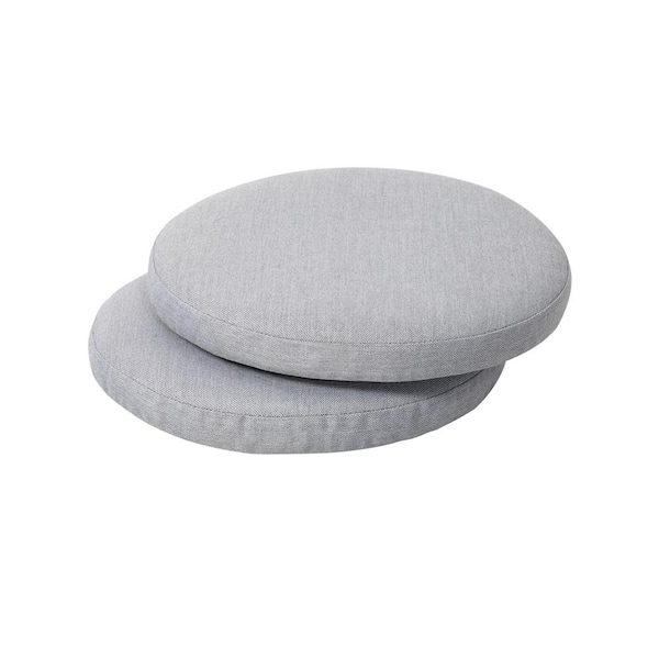 Seat Cushion Round Heathered Gray Woven Piped Edges Minimalist Pad