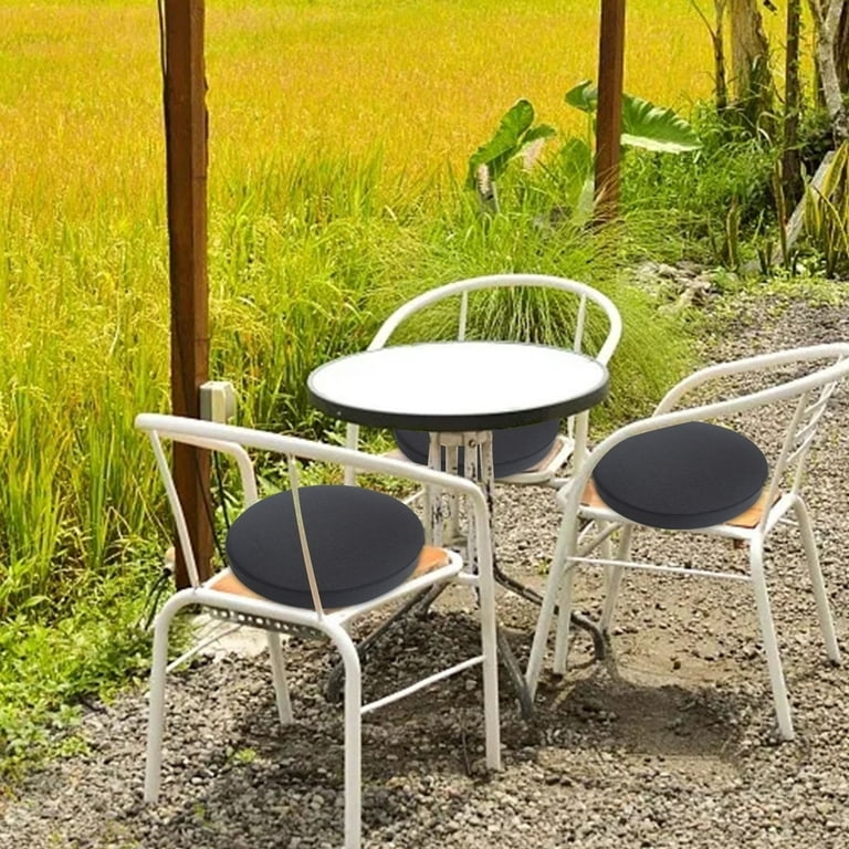 Seat Cushion: Rustic Charcoal Grey Round Outdoor Patio Pads