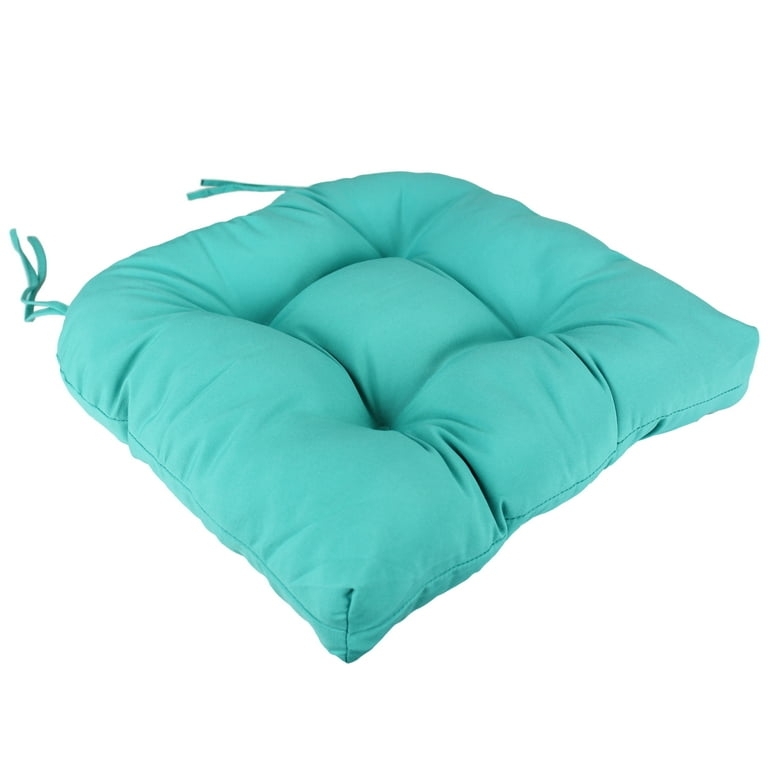Seat Cushion Turquoise Tufted Rounded Corners Vibrant Patio Seat Cushion