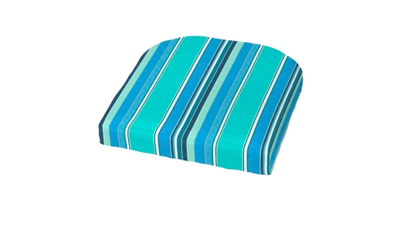 Seat Cushion U Shaped Design Striped Turquoise Coastal Vibe