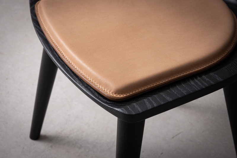 Seat Pad Tan Leather-Like with Perimeter Stitching Modern Minimalist