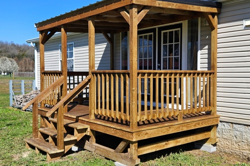Shed Roof Porch Extension with Integrated Stairs