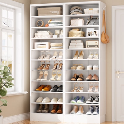 Shoe Rack: Extra Tall 10-Tier White Open Shelving Unit