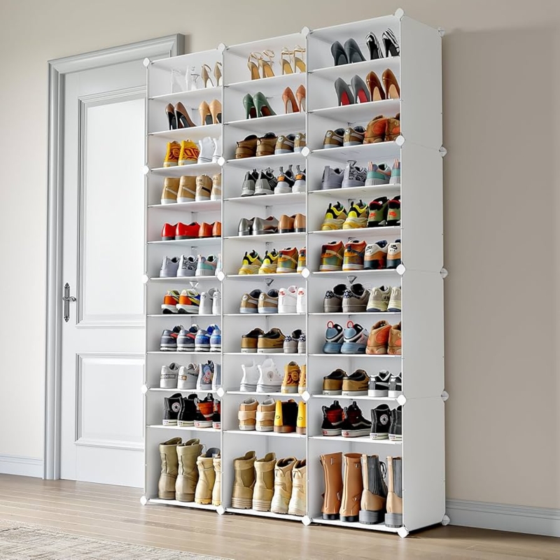 Shoe Rack White Modular Large Capacity Open Shelving Cubbies