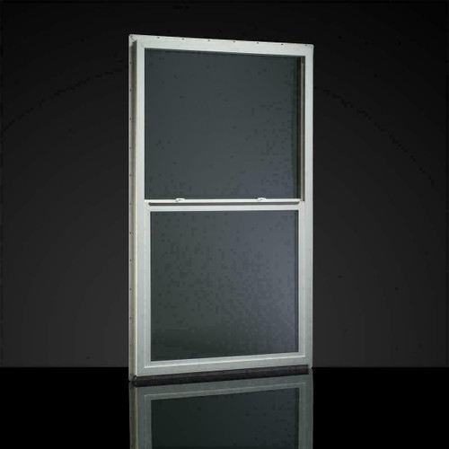 Single Hung Window with White Vinyl Frame and Dual Pane Glass