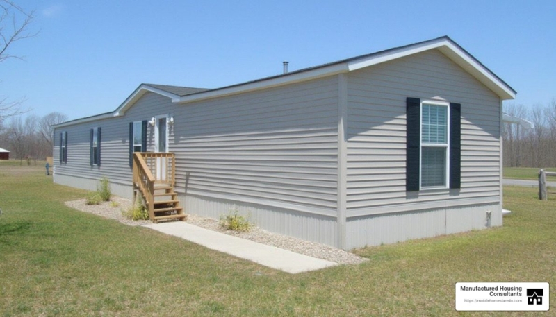Single Wide Manufactured Home Exterior with Wood Entry Steps