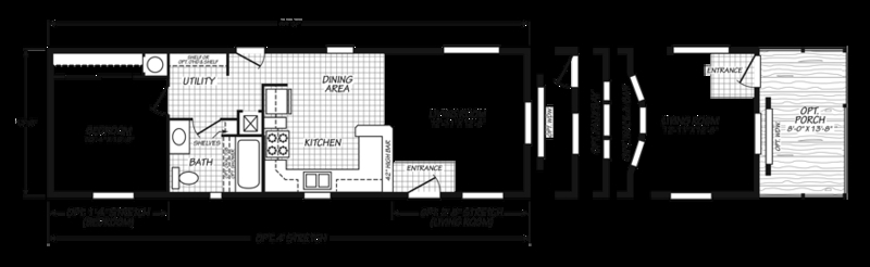 Single Wide Mobile Home Layout Floor Plan with One Bedroom