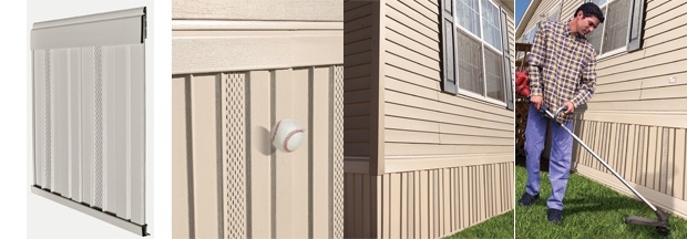 Skirting Panel Impact Resistant Tan Vinyl Ventilated Ribbed Design