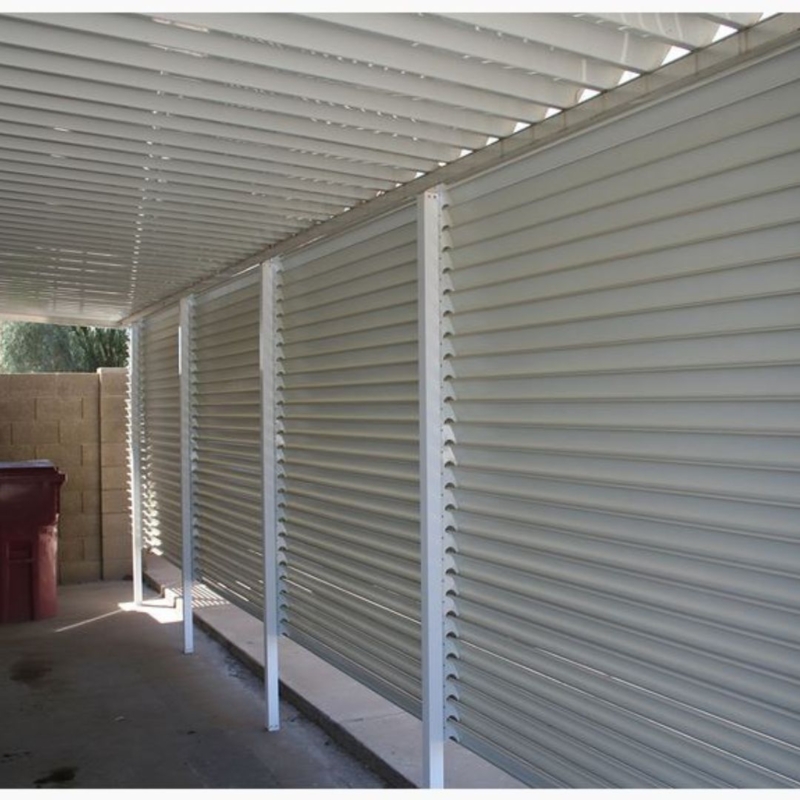 Slatted Carport Design with Louvered Privacy Side Wall