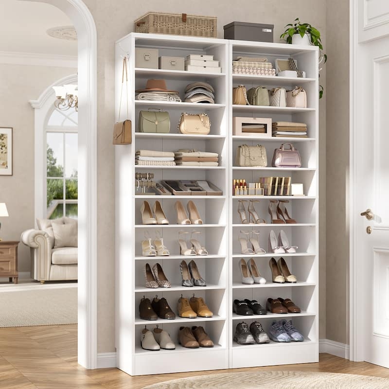 Slender White 10-Tier Shoe Rack for Minimalist Vertical Storage