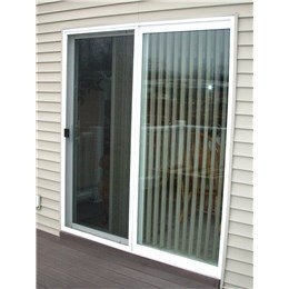 Sliding Glass Door Large Glass Panes Integrated Screen Vinyl