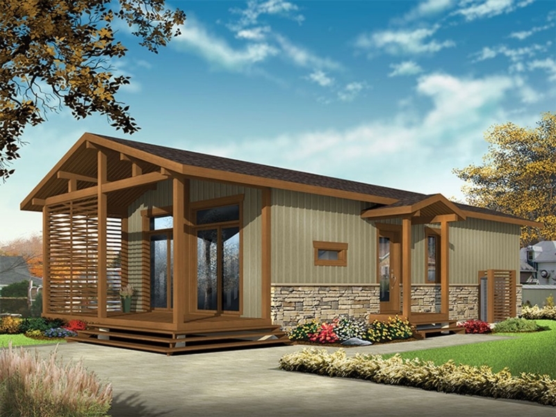 Small House Contemporary with Large Wood Deck and Slatted Privacy Screen