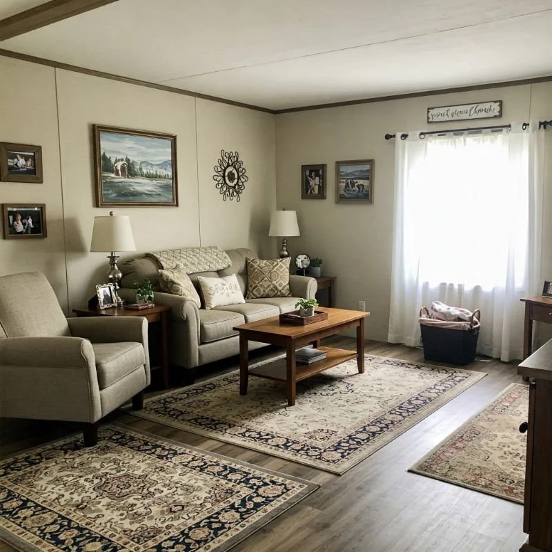 Small Living Room Layout Ideas featuring Layered Rugs and Cottage Style