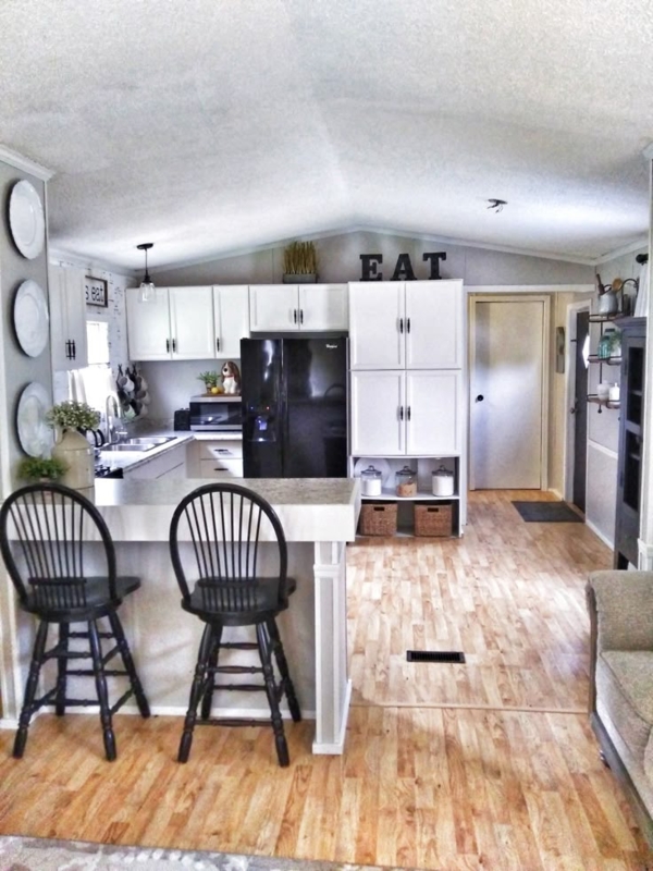 Small Space Breakfast Bar Seating with Black Accents