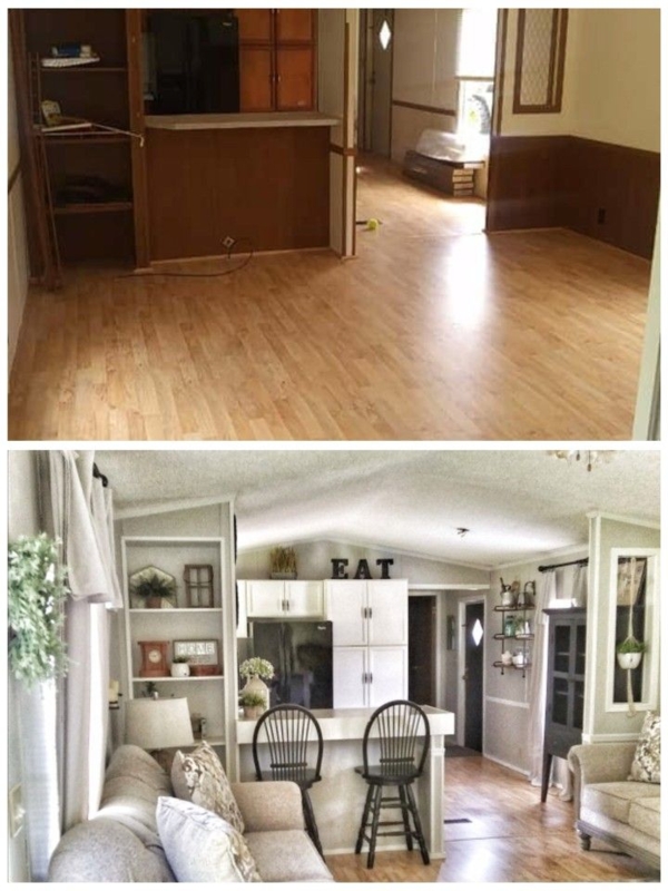 Small Space Farmhouse Living Room Makeover: Before and After Collage