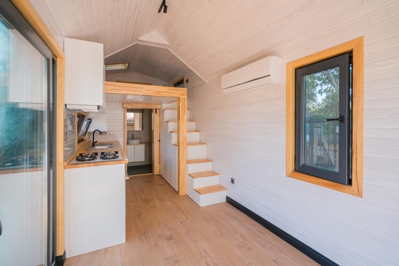 Small Space Storage Staircase Ideas: Tiny Home with Lofted Layout