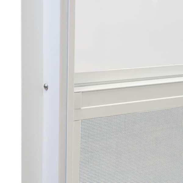 Small White Single Hung Window with Integrated Ventilation Screen