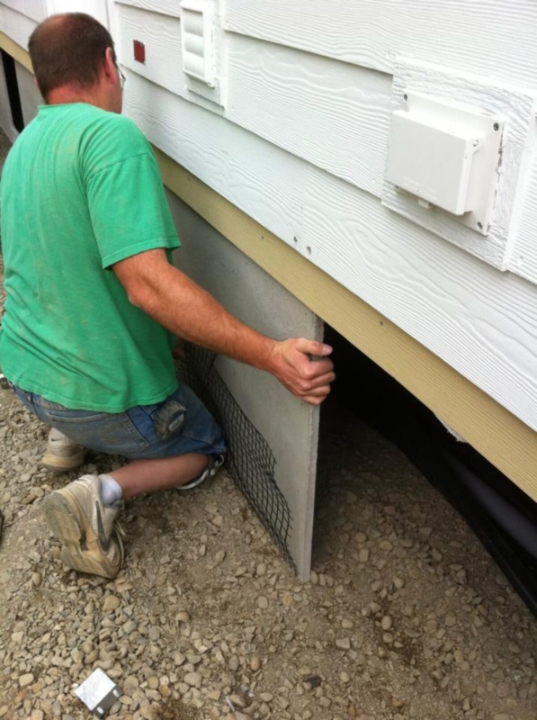 Smooth Concrete Look Skirting Panels with Mesh Barrier Backing