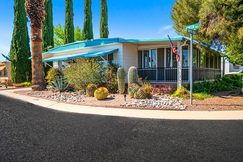 Southwestern Xeriscape with Saguaro Focal Point and Teal Awning