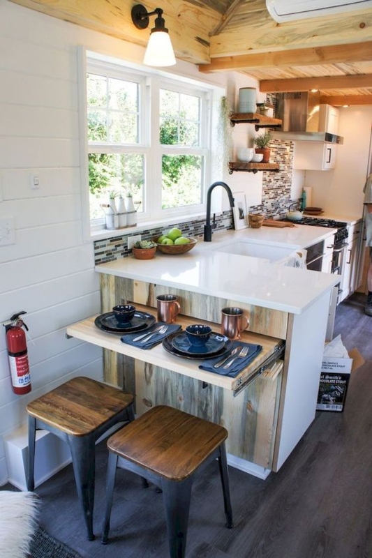 Space Saving Kitchen Island Extension with Pull Out Dining Table