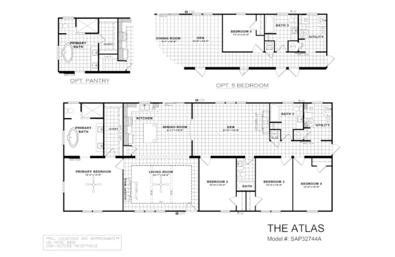 Spacious Five-Bedroom Plan with Large Utility Area