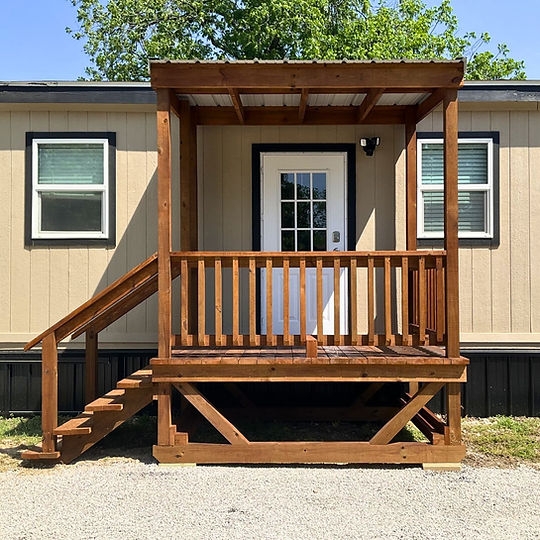 Stained Porch with Side Entry Stairs and Integrated Roof Deck Ideas