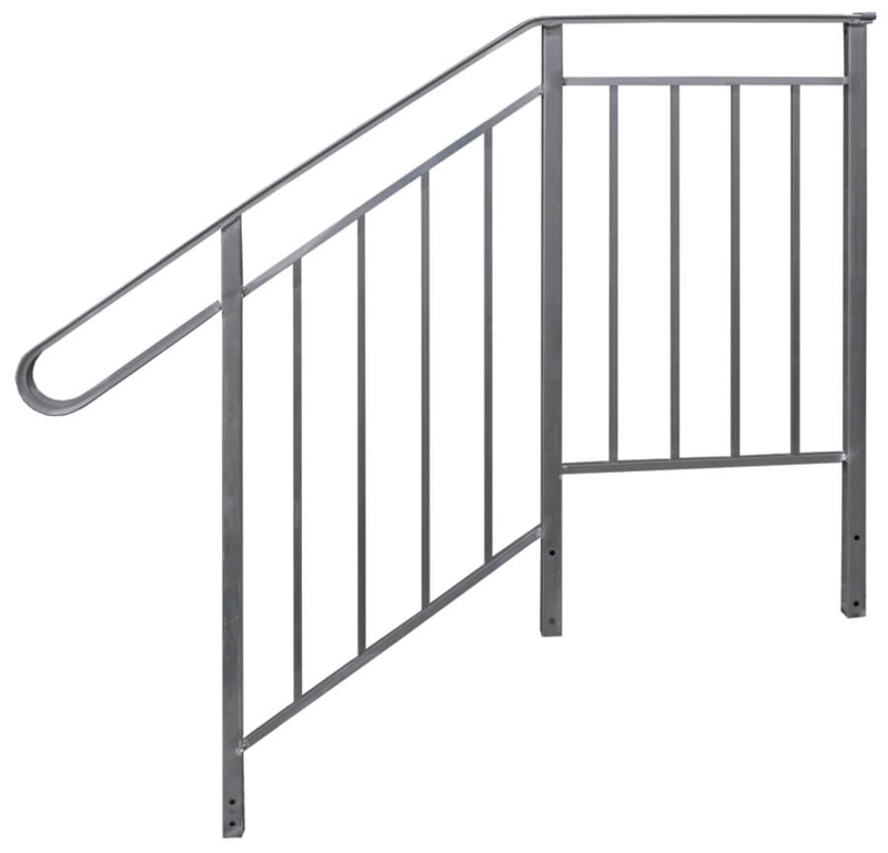 Stair Railing: Silver Aluminum Looped Handrail Vertical Spindles