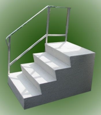 Stairs: Light Gray Top Landing Handrail Portable Mobile Home Steps