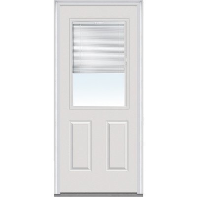 Steel Exterior Door with Half-Lite Window and Integrated Blinds