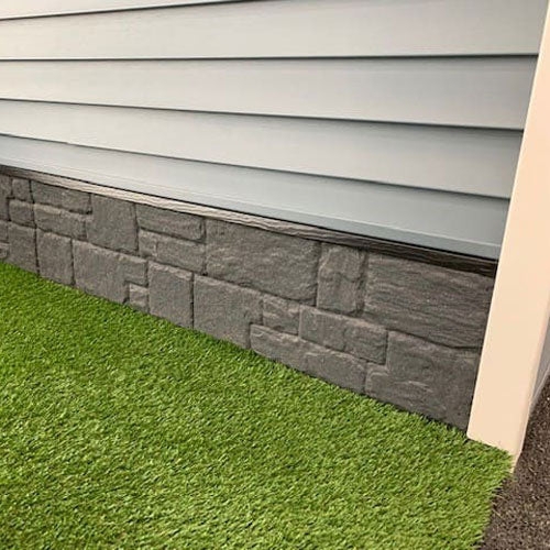 Stone Look Mobile Home Skirting Panel in Charcoal Gray Finish