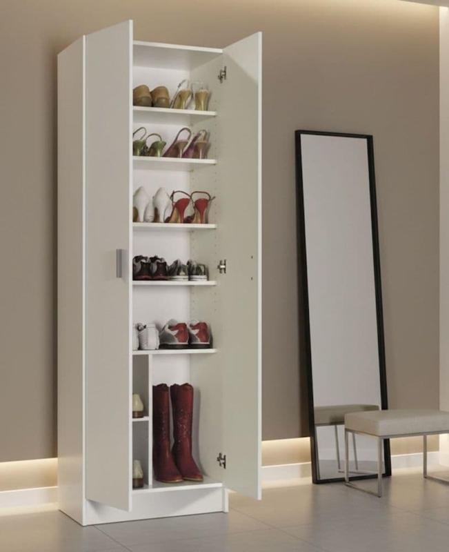 Tall Shoe Cabinet Wardrobe with Adjustable Shelves for Boot Storage