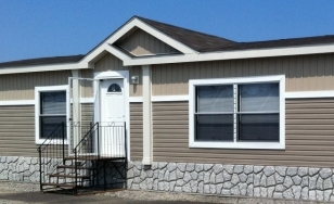 Textured Vinyl Skirting Options with Two-Tone Facade for Mobile Home