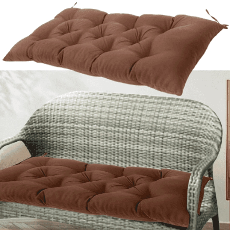 Thick Bench Cushion in Deep Coffee Brown with Ties