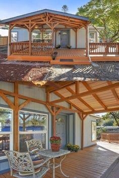 Timber Frame Porch for Modular Homes with Exposed Trusses