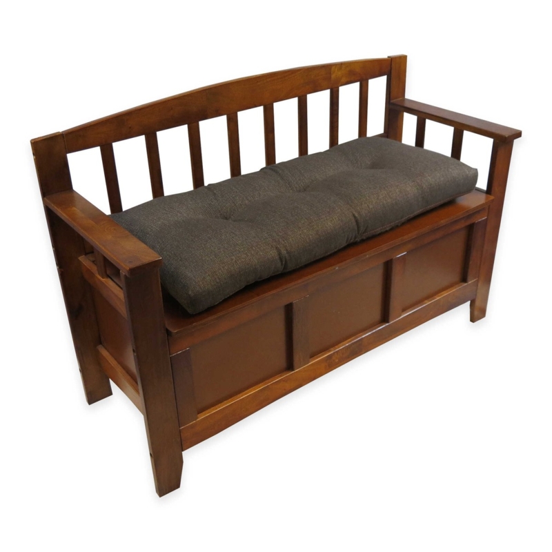 Traditional Chestnut Storage Bench with Slatted Backrest