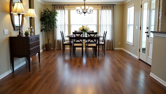 Traditional Dining Room Wide Plank Flooring X Back Chairs