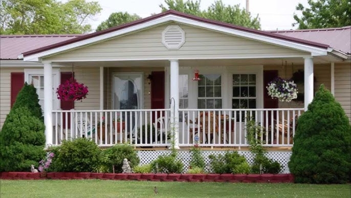 Traditional Porch with Central Gable & Spindle Railing