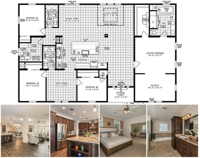Transitional Design Floor Plan with Photos, Dark Wood Cabinetry